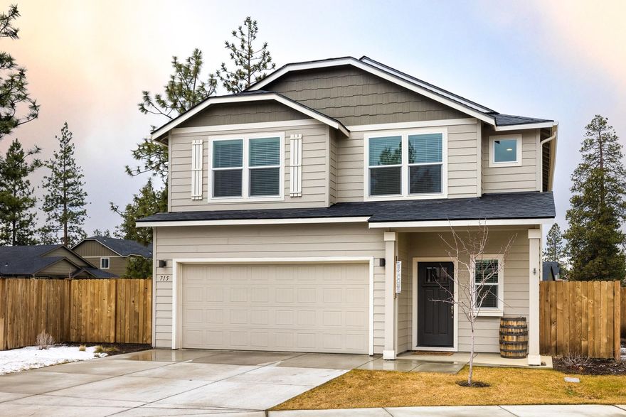 Beautifully maintained home situated on a culdesac with peek-a-boo Cascade Mountain Views from the upstairs Master bedroom. Open concept first floor has a sizable living room which is open to the dining room and kitchen with breakfast bar and pantry. Upstairs Is the master bedroom with a large walk-in closet and full bathroom with dual sinks. 3 additional bedrooms upstairs, one can be used as an office with glass double doors. Generous sized laundry room also located upstairs. Home features stainless steel appliances, Enjoy sitting under the covered back patio in a fully fenced low maintenance backyard. Located in the heart of Sisters, close to the Middle & High Schools, shopping, and Downtown.