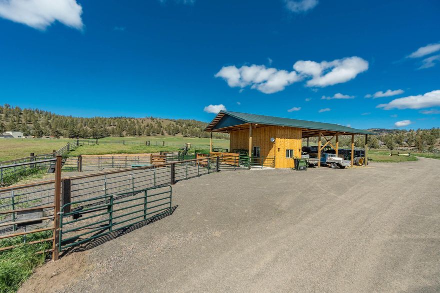 One of a kind, 160 acres of Secluded Paradise overlooking your own valley of recently improved fertile farm grounds with mountains & rocky outcroppings in the distance. Buildable parcel bordering public lands, close to National Forest and minutes to town. Gated entry to the new barn with cattle working facility including vet room, scales, chute, sweep tub, corrals, covered hay storage, feed bunks & more. Newer Pivot plus reel guns for irrigating upper pastures, (77.1 ac water rights out of McKay Creek). Ochoco Irrigation District has plans to pipe irrigation water up McKay in the near future, no completion date set. New domestic well, septic installed and power on property. Completely fenced and cross fenced with animal friendly fencing, nicely graveled access roads & several ponds with overflow storage.