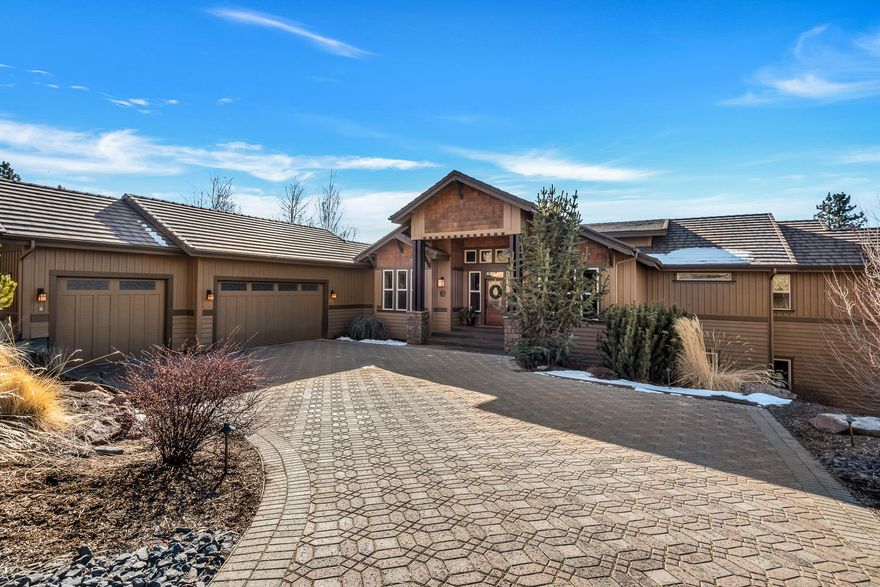 Magnificent home with unparalleled, all season, sunrise to sunset views in the heart of Bend's Westside. Open foyer leads to the great room with panoramic, floor to ceiling Cascade Mtn views. The southwest exposure is perfect to enjoy the view all year. Double glass doors on both ends of the great room access an expansive deck, perfect for entertaining. Generous master on main with mountain views to greet you every morning & evening. Expansive bathroom with heated floors, remodeled to take advantage of the privacy & view. Large walk-in closet with natural light. Open kitchen offers a large island, brand new Quartz counters, custom cabinetry, new appliances; great for cooking & entertaining. Main level office off the entry w/French doors, formal open dining area, as well as a kitchen nook & laundry room. 3-car heated garage. Downstairs features 3 large bedrooms, 2 (updated/new) full baths, secondary living space & built ins, theater, exercise room, 2nd laundry & abundant storage.