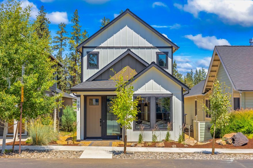 Brand new custom-built home within walking distance of downtown Sisters! This thoughtfully designed property features two primary suites (one on the main level and one upstairs) offering flexibility for multi-generational living or guests. Enjoy an open, light-filled layout with large windows, custom lighting features throughout, and a cozy propane fireplace with stone hearth. The high-end kitchen includes quartz countertops, floor-to-ceiling cabinetry, and stainless steel appliances. Upstairs, you will also find a versatile loft and an additional bedroom/bonus room, perfect as a home office, den, or additional bedroom. Super efficient ductless heating and cooling provide year-round comfort. The rear access 2-car garage includes a huge attic space above with potential for an ADU conversion (buyer to do due diligence). Schedule an in-person tour to fully appreciate the quality and craftsmanship of this beautiful home!