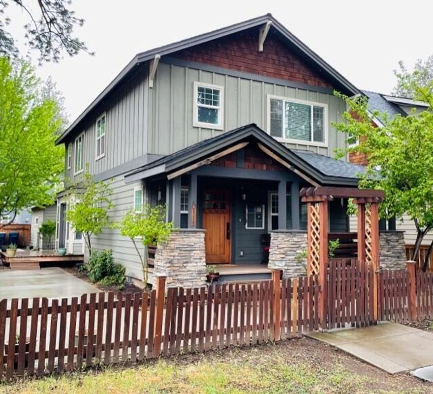 Wanting to enjoy all of what Sisters has to offer?  This is the property for you, located just 2 blocks from the downtown shops, across the street on the corner from Village Green City Park home to the festivals, playground and walking distance to all the fun, food and events.   This home as a ''Short Term Rental License'', this allows you to rent the home out for by the night, weekend or month.   Those permits are limited in Sisters due to location restrictions.   You can use the home full time for yourself and family or rent it out part of the year to generate income, the best of both worlds for the right buyer.  This two-story Craftsman style home has a spacious open concept living & kitchen space on the first floor for families or entertaining.   With 3 bedrooms and 2 bathrooms upstairs, plenty of room for family and guests to enjoy.   Detached 2 car garage, alley access with patio area.   Air conditioning, ready to rent/live, furniture purchase option available.