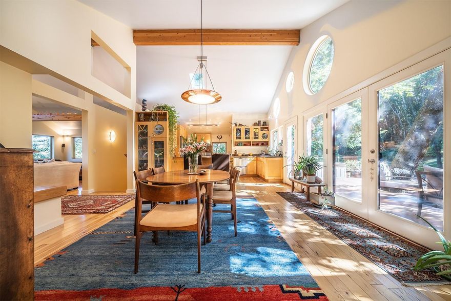 This enchanting fully renovated home & property were masterfully created in 2005 amidst 12.7 private acres. Seamlessly connecting with nature, the views of Emigrant Lake & the Cascades enrich every room. The mature trees & landscaping with cascading waterfall & ponds create sanctuary. The home is the perfect blend of light, art & function. Open floor plan, vaulted ceilings, open beams, skylights, earthy materials of hickory, chestnut, madrone, copper, glass & stone create true beauty & delight. Main living areas & suites open to expansive view decking. Chef's kitchen has 6 burner Dacor range, Madrone dining bar & Russian birch cabinets. Main level large office/library, main level suite + 2nd bedroom with full bath. Upper level primary master is exquisite: bath with glass sinks, mosaic inlaid double stone shower & soaking tub. Large lower level family room. Fully fenced. Miles of hiking trails & supportive community. Please request amenity list to appreciate all this property offers.