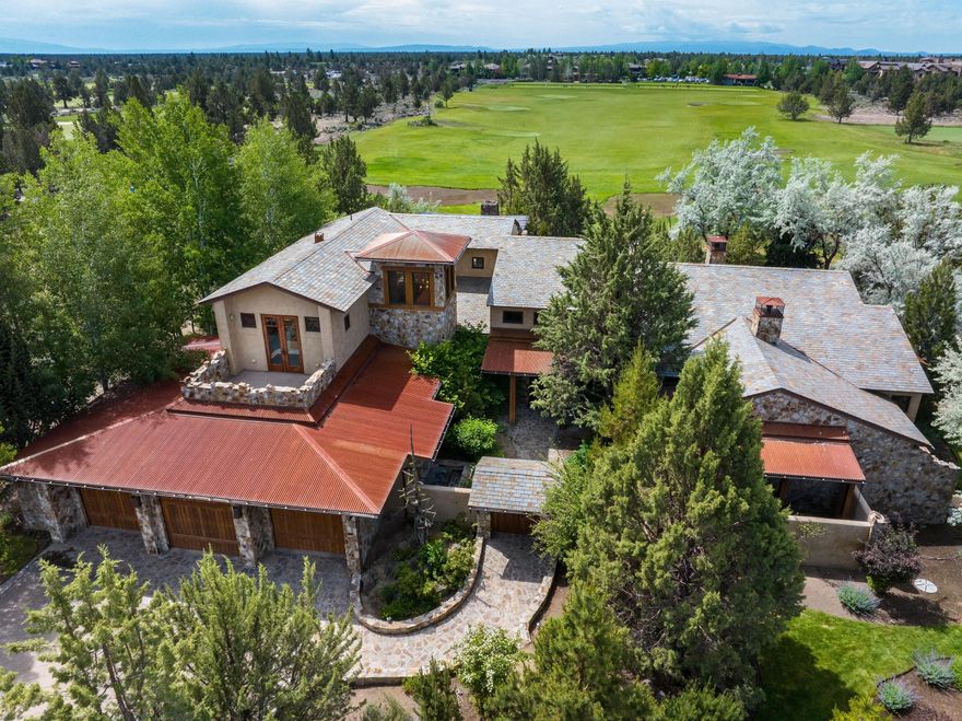 This Dream Estate in the prestigious Juniper Preserve Resort is nestled within the exclusive Pronghorn Community. Situated on .48-acres, it offers a blend of luxury, comfort, & elegance, ensuring a living experience like no other. With 5,118 SF of living space, it includes a 615 SF Casita, perfect for guests or a private retreat. The residence boasts 4 luxurious bedroom suites, including the primary on the main level w/ outdoor spa. Two upper-level suites open to patios & views. Enjoy the professional chef's kitchen w/ prep pantry & wine cellar. The interiors are adorned w/ natural stone & wood accents throughout, adding a touch of timeless elegance & sophistication. The south-facing covered outdoor patio w/ a wood burning fireplace allows for year round enjoyment! Car enthusiasts will appreciate the expansive 1,328 SF garage, which includes space for 3 cars & a golf cart garage. Come enjoy all the amenities in this gated community & play on 2 championship golf courses at Pronghorn!