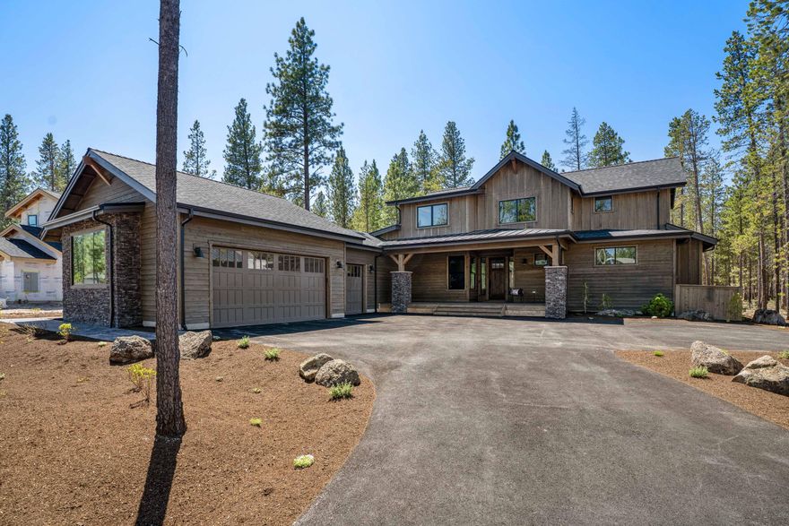 Immersed in Central Oregon's premier residential resort community, this 5-bedroom home offers comfortable living and gathering spaces. The main level features spacious dining and kitchen with quartz counters, knotty alder cabinetry and select Jenn-Air stainless steel appliances. Main level bedrooms include the luxurious primary suite and an additional en-suite bedroom.  Upstairs features 3 additional bedrooms, and a full bathroom accessible from one of the bedrooms and the main hallway. Outdoor living spaces include a rear stamped concrete patio accessible from the primary suite and great room. Covered patio off of the great room with a west-facing outlook. 3-car garage and certified Earth Advantage. Owners enjoy exclusive Caldera Springs amenities, including the newly opened Forest House, Quarry Pool, Fitness, 9-hole golf and much more. Nearby Sunriver Village, Mt. Bachelor and Bend.