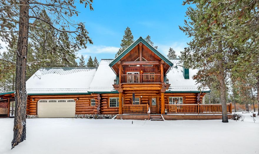 Riverfront! This luxury Canadian Englewood log home has 226 Ft of private river frontage on the Little Deschutes River. Surrounded by mature ponderosa pine trees, this beautiful updated home sits on a 2.3 acre lot near Sunriver, Cascade Lakes and a short drive to Mt. Bachelor. This open great room concept features floor-to-ceiling windows, hardwood floors, Montana Rock fireplace and soaring ceilings. The custom kitchen features a separate pantry, leathered granite countertops, and a Myrtle wood breakfast bar. Upstairs is a huge multipurpose loft area with a private deck. Above the attached 2 car garage is a separate, finished living area accessed from the loft. This unique space also has it's own private entrance, a kitchenette and private bathroom. Enjoy wildlife and the sounds of nature from the wraparound deck. Additional features include a secure dog run, woodshed, a soft water tank, and ample covered RV/Boat parking. This serene setting is the retreat you've been looking for!