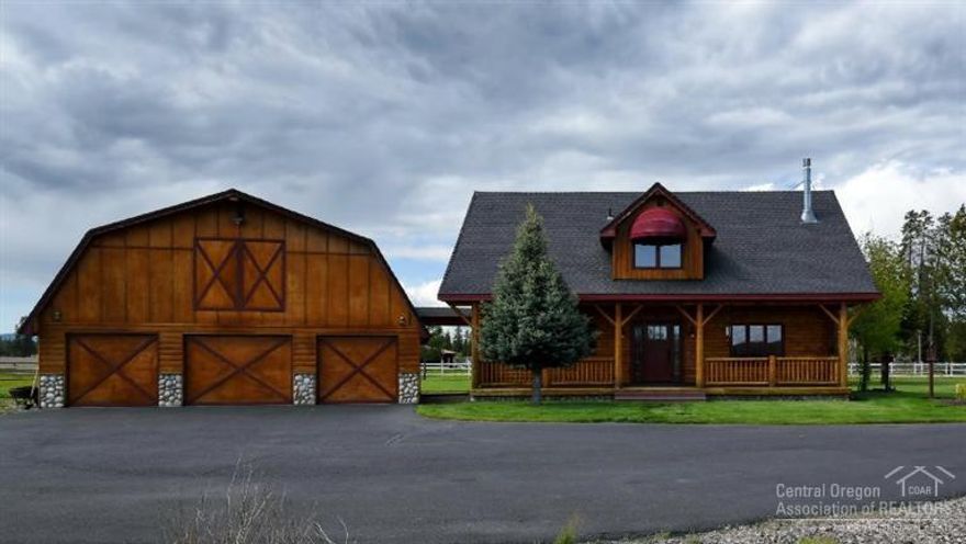 Peaceful and tranquil setting on 1.81 ac. with 2nd story views of Mt. Bachelor and the Paulinas. Large grass area with well kept landscape. Beautiful log accents and staircase to upper level. Nice size triple car garage and shop. Large open great room. Stainless steel appliances and granite counters make this a very welcoming kitchen. Vermont castings propane fireplace compliments the warmth of the wood accents.