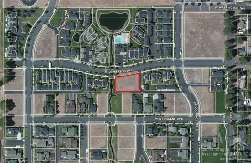 Westerly portion of Lot #12, Pine Meadow Village, Sisters, OR 97759. Lot has been approved by the City to be zoned as two separate tax lots. Upon recordation with the County, these two tax lots can have townhouses built on them with single car garages, sharing a common wall. Lots will have a shared driveway accessing the property from W. Jefferson Avenue.