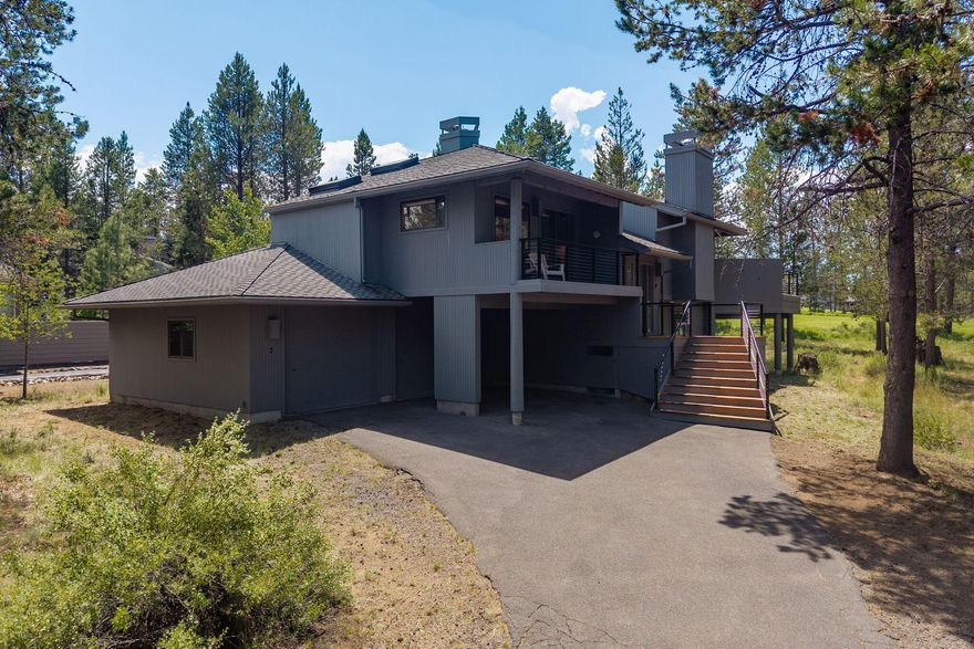 This beautifully maintained home, built by Sun Forest Homes, sits on the 16th tee of the Woodlands Golf Course in Sunriver. It offers 3 bedrooms, 2.5 bathrooms, and is being sold fully furnished. Inside, you'll find vaulted cedar ceilings, a cozy gas fireplace, and plenty of windows that fill the space with natural light. The spacious upper-level deck features a private hot tub overlooking the golf course—perfect for relaxing after a day of play. The primary suite includes a lovely walk-in tile shower, and the 2-car garage provides great storage for all your Central Oregon gear. Whether you're looking for a full-time home, second home, or investment property, this turn-key retreat has everything you need to enjoy the Sunriver lifestyle.