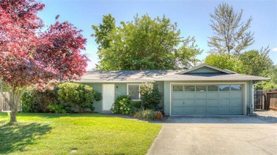 Move in ready single story, two bedroom, two bath home with 2-car garage tucked at the end of a cul-de-sac in the NW Grants Pass area. New carpet, flooring, newer roof + RV PARKING TOO! Huge fenced backyard with the perfect sprawling shade tree, ornamentals & raised bed garden. Small shop room adjacent to garage. 6 X 10 garden shed. Indoor laundry. Galley kitchen with plenty of counter space & cabinets and view of backyard. Dining area with slider to back patio. Forced air heating & A/C. In-ground sprinkler system. If you are looking for a private backyard oasis in the city - take a peek! All information is deemed reliable but not verified, anyone considering the purchase of this property should perform their own investigation into the uses and condition of the property.