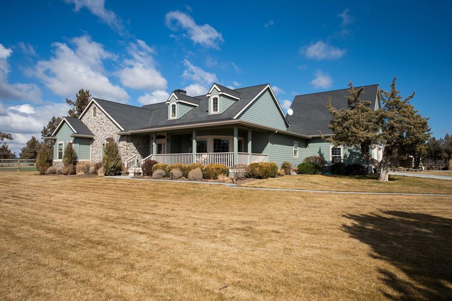 Beautiful Powell Butte property. 10 fully fenced view acreage with a beautiful home, barn and shop with bunk house/studio.  Enter through an automatic gate into the fully landscaped oasis

2950sq/ft of living space w/ master on main, bonus room above garage. Includes a 6 stall barn, large shop, greenhouse, arena and multiple individual fenced paddocks, and pond and water feature.