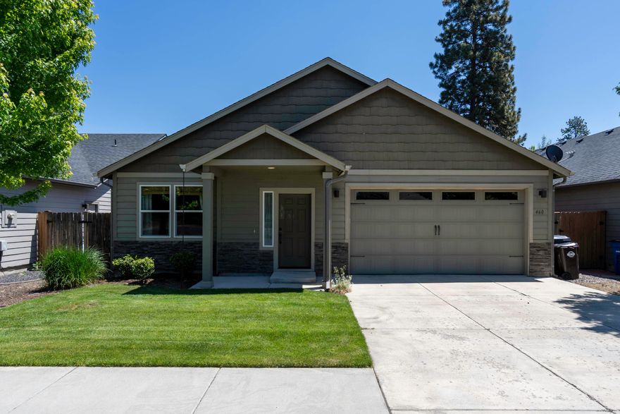 Discover this inviting 3 bedroom, 2 bath single-level home perfectly positioned between downtown Sisters and all three schools. Step inside to a bright, open floor plan featuring a cozy gas fireplace, ideal for chilly Central Oregon evenings. The modern kitchen, equipped with a sleek gas range, is a delight for home cooks. The spacious primary suite boasts a private, well-appointed bathroom, with a generous walk-in closet. Two additional bedrooms offer versatile space for family, guests, or a home office. Stay comfortable year-round with efficient central air conditioning, and enjoy the tranquility of a private, fully fenced backyard—perfect for relaxing or entertaining. This well-maintained home blends practicality with charm, making it a wonderful opportunity in Sisters.
