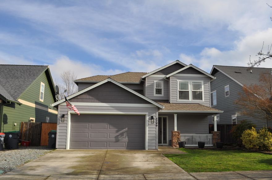 Wonderful 3 bed/2.5 bath SW Medford home near South Medford High! This home features a spacious kitchen w/granite counters, brand new Frigidaire Gallery stainless steel appliances, lots of counter space, breakfast bar & pantry. The kitchen leads to the dining area w/slider leading to the back patio. The large living room has several windows for natural light. Upstairs you will find the primary bedroom w/a walk in closet, a double vanity in the primary bathroom & lots of windows! Two more bedrooms, a full bath & laundry room are also upstairs. The laundry has lots of cabinets for storage! There are so many upgrades throughout this home including new floors, new light fixtures & new appliances! There is also great storage-linen closets, pantry, extra cabinets,the garage, & even space under the stairs!  Outside is a lovely back yard w/a patio & storage shed. The front of the house also features a covered front porch to enjoy the outdoors!  Come tour this home today!