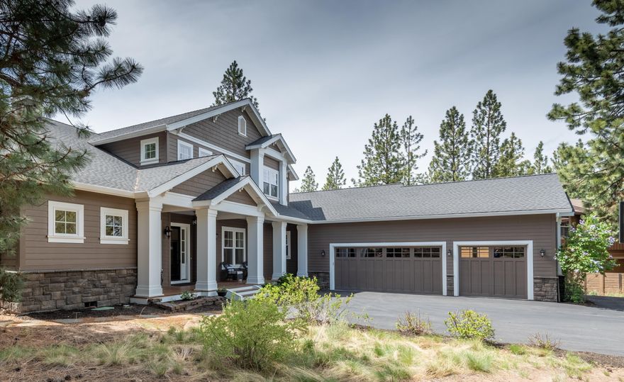 Welcome to your private oasis! Located at the end of a cu-de-sac in the Parks at Broken Top, come see how appealing 3/4 of an acre can be. This gorgeous 2  story home invites you to spend time indoors surrounded by casual elegance and fine finishes, or spend time outdoors. Choose your patio: one off the main living area and another more intimate one off the master bedroom. Both patios offer covered, shady spaces, and uncovered sunny choices. Spacious lawns, stately trees, privacy from a lava outcropping - all invite you outside. A multitude of large windows bring the outside in to you, when the weather is less inviting. Master suite with heated tile floors in the bathroom is on the main level - remember that patio? Huge great room with the gourmet kitchen easily keeps the chef connected with guests and family. Kitchen island seats 7 guests, family members and/or sous chefs!  5 bedrooms and 4 1/2 baths are ready and waiting for those big get-togethers that are just around the corner!