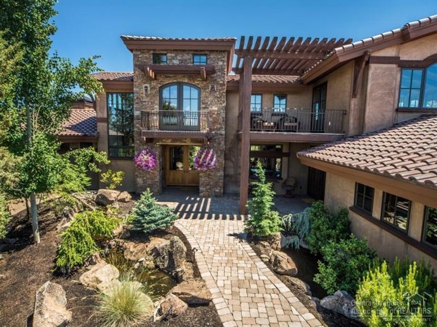 This builder's showcase commands 180 degrees of Cascade Mtn. views, golf views & privacy from its prime elevated lot. Feast your eyes on mahogany ceilings, custom black walnut cabinetry & upstairs flooring and Jerusalem tile w/radiant heat on main. Master on the main 2/2 addl. suites upstairs. Grand rec room boasts incredible views, hot tub on deck, bath w/steam shower and bar. Gourmet kitchen with 264 bottle Sub-Zero wine fridge leads to to 2,000 SF patio, Wolfe BBQ, fire pit & heated al fresco dining.