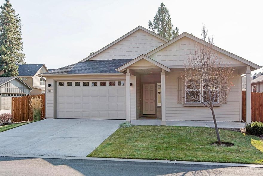 Village at Cold Springs popular Orchard design featuring 3 bedrooms, 2 bath home with large open great room, upgraded additional windows, 8 ft garage door, gas fireplace, covered back patio, maintenance free back yard, heat pump, large master bedroom with patio doors to back yard, large master bath with walk in closet. Desirable Sisters location within walking distance to middle school and high school.