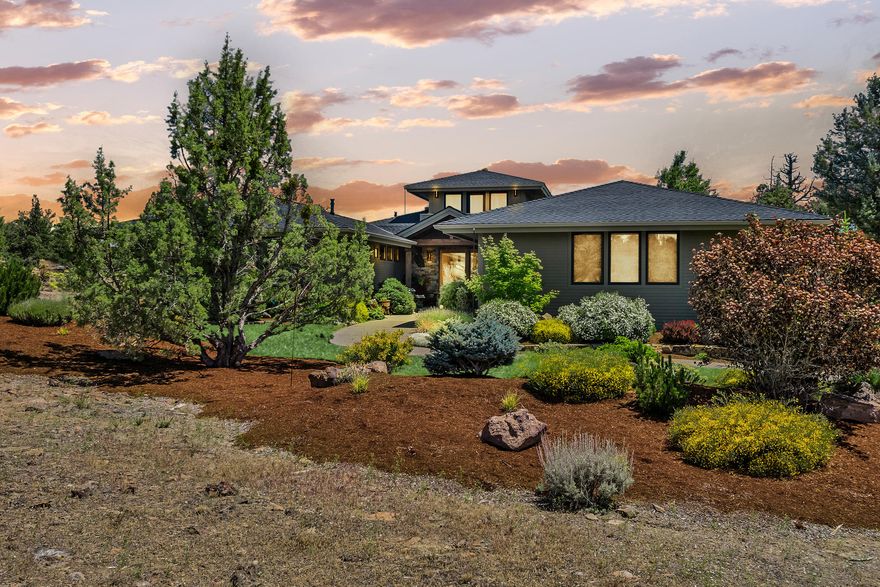 Peace-Privacy-Beauty-Quality, inside and out. A star gazers paradise with stunning mountain views, ideally situated minutes to Bend, Redmond and Sisters. Custom details begin at the leaded glass entry door, leading to a barrel vaulted gallery with heated tile and red birch hardwoods.  Solid core doors with reeded glass inserts, clear vertical grain fir cabinetry, custom stone hearth and mantle, a designers dream kitchen and much more.  Decks and patios provide multiple outdoor living options. Spa-like master suite. Attached three car garage with tons of storage, plus a 720 sf shop/garage on the lower level of the nearly 10 acre property.