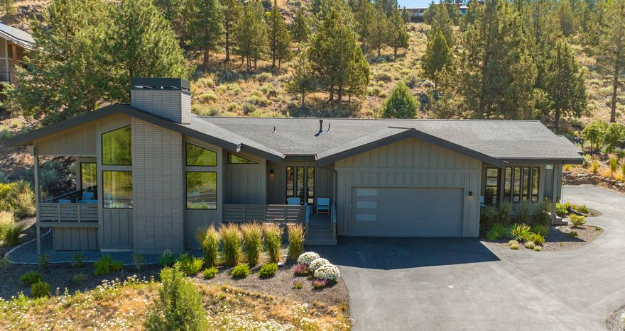 Incredibly hard to find modern single level home w/ attached apartment and extra sprinter bay garage in NW Bend! This better than new home features 2300 sf of total living space across 3 bedrooms, 2 bathrooms, + office in main home, and attached apartment complete with full kitchenette, full bath w/ stackable washer/dryer, dining room, and bedroom w/ closet + bonus loft area w/ access ladder not included in the square footage. Multiple outdoor spaces across this .91 acre lot include front deck w/ views of the golf course and beautiful sunsets, rear patio, separate front deck w/ access to the apartment, and plenty of rear space to add your own personal touches. With multiple quality features and finishes, as well as Earth Advantage Certification, numerous neighborhood amenities, and access to several trails from within the neighborhood, this property is an absolute must see.