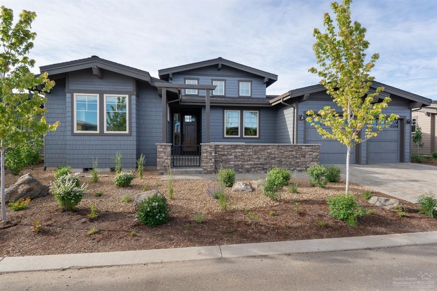 This is your chance to own a single level home in The Rim at Tetherow, one of Bend's hottest golf communities. Many custom upgrades throughout. Gorgeous great room with crown molding, abundant natural light and custom built ins. Chef's kitchen is great for cooking or gathering with friends. The large master suite is a sanctuary with nice separation from the other 2 suites and den. Front courtyard and back patio with fireplace provide fun outdoor entertaining.