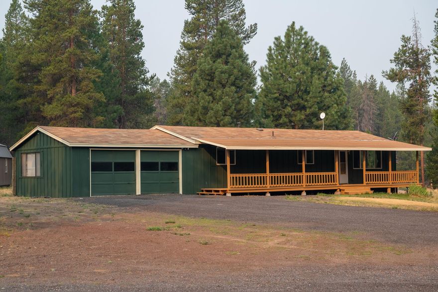 Only 20 minutes from Bend and 8 minutes from Sunriver! Publicly available for the first time in over 27 years! Meticulously cared for, this 3b/2b turnkey home on just about an acre boasts quality and care. Nestled in Deschutes National Forest, hiking, camping, and biking are just outside your doorstep. With features such as new roofing, recently stained decks, new sage green paint to match the environment, new flooring, new baseboard heaters, new vanity, storage in both bathrooms, new tile countertops, new trim, new water heater, newer well pump, multiple skylights for natural lighting, new ice dam melt lines,  PEX piping, R21 8' inch insulated floor, and tons of room for your toys, cars, RV, motorhome and more! Store your items or live in the ''she shed'' with a storage loft, overhangs, and storm windows.  This neighborhood is well maintained and traffic flow is minimal. Come enjoy all that Bend has to offer! Call listing agent for a full list of upgrades.