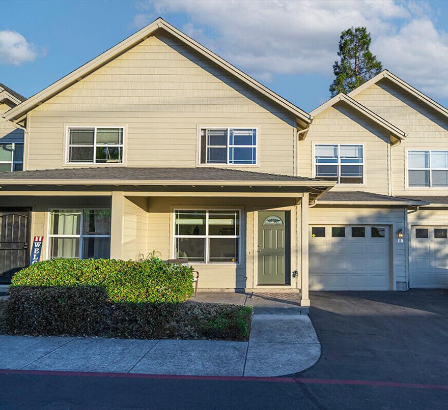 Welcome to this charming 2-story townhome in the desirable Ft. Wagner community. Featuring 2 bedrooms & 2.5 baths, this home shines with fresh updates including new carpet, new interior paint, new bathroom fixtures & vanity, & new window coverings. The interior has a spacious feeling with nice natural light. Living room has picture windows & nice kitchen opens to a roomy dining room. Bedrooms are well-sized with primary on upper level with 2nd bedroom & 2nd full bathroom. The inviting layout offers comfortable living spaces, while the darling private patio & landscaped fenced yard extend your enjoyment outdoors. Ideally located close to downtown Talent, you'll enjoy easy access to shopping, dining, & community amenities. Move-in ready & beautifully maintained. Low HOA dues of just $185 per month cover exterior maintenance, landscaping, & trash service—making living here convenient & worry-free. This home is perfect for those seeking low-maintenance living in a welcoming neighborhood.