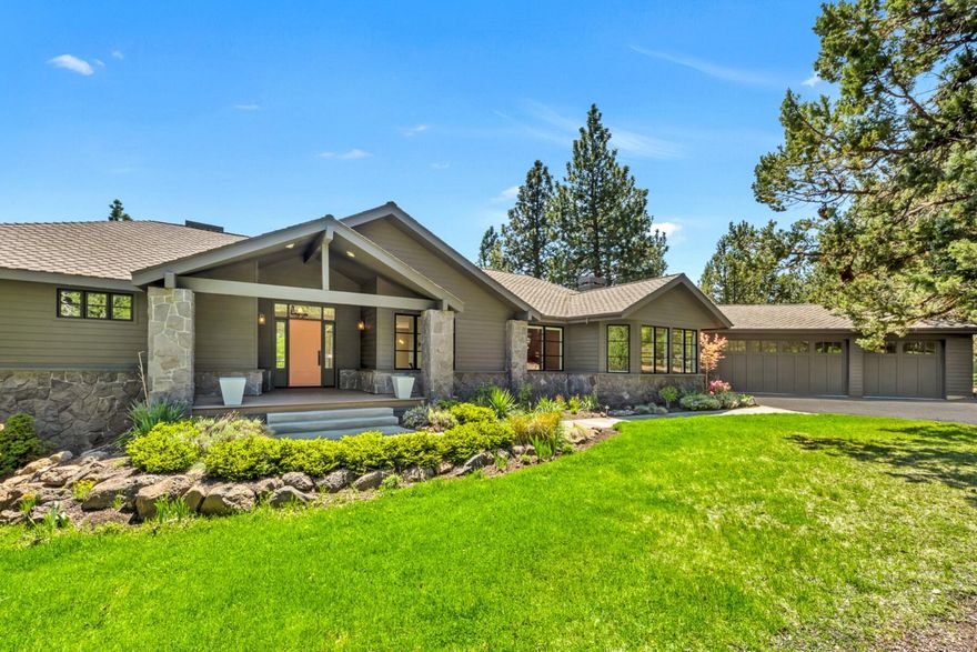This lovely south facing Awbrey Butte home is located on a quiet cul de sac in NW Bend. Across the street is Summit Park with two tennis courts, basketball, open turf space and trails connecting to Sylvan Park. Centrally located with Downtown Bend + Deschutes River trail system & amenities of NW Bend a few miles from the front door. The .83 acre lot is fully landscaped providing privacy, while also offering plenty of space to entertain on the full length deck. Inside the quality of the recent remodel is apparent with Sierra Pacific clad windows, wide plank oak floors, high end stainless appliance package, new lighting, and marble countertops. The primary suite has a true zen bathroom, heated floors, custom closet system and hot tub access off the sliding doors.  Main level living with a primary & junior suite with an open floor plan featuring two gas fireplaces, new lighting and designer touches through out. Downstairs are 3 bedrooms + bonus + full bath. 3 car garage + large mud room.