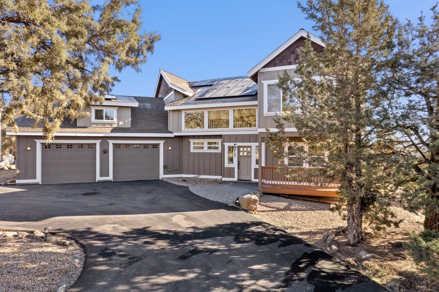 Whether you are the discerning buyer in need of a quality built custom home, or are looking for gorgeous views & privacy, a 40'x30' shop, gardens, room to roam & play, or an in-law apt? This property offers it all! This stunning Custom Craftsman home features high end finishes & upgrades throughout incl. a new 24.8KW Solar System, custom cabinets, pellet stove, salt water hot tub, A/C & new int/ext paint. Home offers dramatic & open vaults, large picture windows, maximizing views & adding ample natural light to the whole house! Main level offers BD, full BA, dedicated office, great room, gourmet kitchen w/ SS appl, granite counters & wood flooring. Upstairs is open to below & offers the perfect primary suite w/ Mtn Views, a 455 SF bonus/4th & great BD separation! Property is located on a truly unique & low maintenance private setting in the highly desirable area of Tumalo, providing something for everyone while offering energy efficiency, low overhead & addt'l investment opportunities.