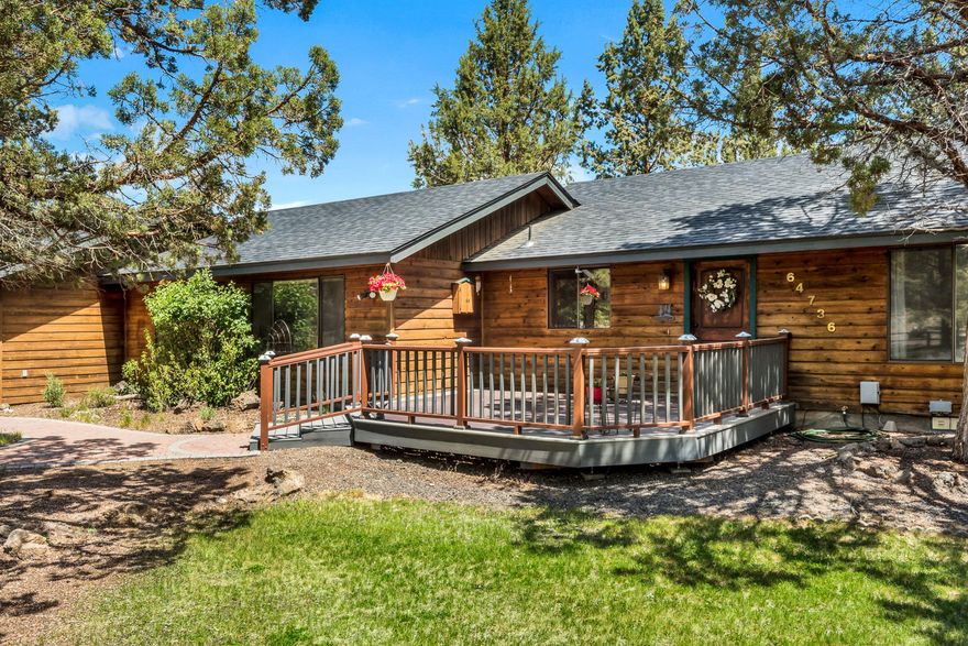 Single-level home in an amazing setting, featuring an open floor plan with vaulted ceiling and large separate family room that could serve as a home office for a couple of remote workers. Primary room has access to back deck. Both bathrooms were recently remodeled. Large, very private 3.9 acre lot with circular driveway and plenty of space for your family and adventure toys. Horse property with huge 2-stall barn, covered space for RV parking, insulated tack room, fenced corral, and direct access to adjacent BLM land to take your equine friends for a ride. In a quiet, highly desirable neighborhood with incredibly low HOA fees. Enjoy the peace and quiet of this amazing property that's only minutes from Bend, Redmond and the airport. Garage doors replaced in 2017; new laminate flooring in family room installed in 2015; front deck, walkway & wood-burning stove in 2012, 25-year roof in 2011. Request a showing today and make this your next home.