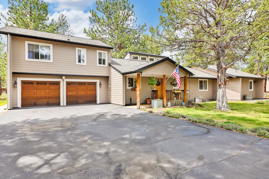 Coveted Indian Ford Meadows property short bike ride from downtown Sisters. 5.56 acres of the best that Sisters has to offer. This multi-level home has 4 bedrooms and 4 baths, large 1920 sq. ft. shop with two roll up doors. Separated primary suite has huge walk-in closet, stand alone claw foot tub, double vanities, walk in shower with travertine and double heads. 3 out of 4 bedrooms are suites with walk in closets, heated floors in 2 bathrooms, fully updated flooring, 1 year old stainless kitchen appliances, pot filler and farm sink, large pergola with pavers, 4 year old roof, greenhouse and raised beds with  deer fencing and drip lines, TONS of storage, wood burning fireplace in the cozy family room, buggy blue pine vaulted ceilings throughout home.