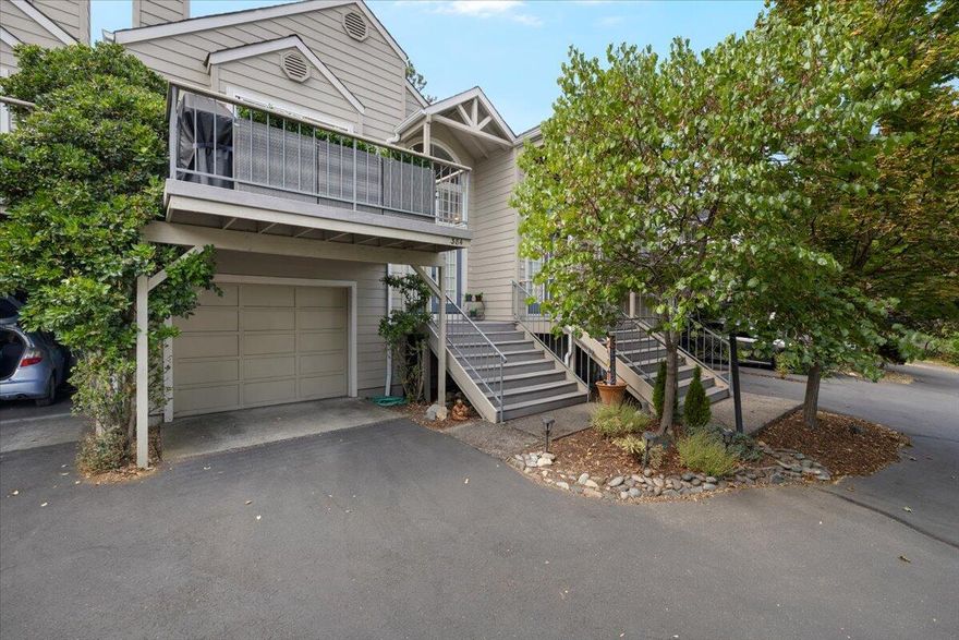 Tasteful and lovingly updated Ashland townhome with pride of ownership in every detail. Expansive, light-filled entryway and great room flow seamlessly into an open concept kitchen and dining with quartz counters, updated appliances and custom hardwood soft-close cabinetry. 3 fully remodeled bathrooms and oversize tile-surround shower in primary. Spacious, high ceilings, solar tubes, coffered ceiling in primary. Enjoy peace and quiet by the cozy wood burning fireplace. Updated, 2-stage HVAC provides additional comfort and efficiency. Porches extended an extra 2ft. Power awning on back deck. New hot water heater. Ample single car garage. Plenty of storage. Views of Grizzly Peak. Entertain guests at the breakfast bar or take a dip in the pool & spa. Only blocks from downtown dining, Lithia Park and the renowned Shakespeare festival. This magnificent home is ready for its next happy owner.