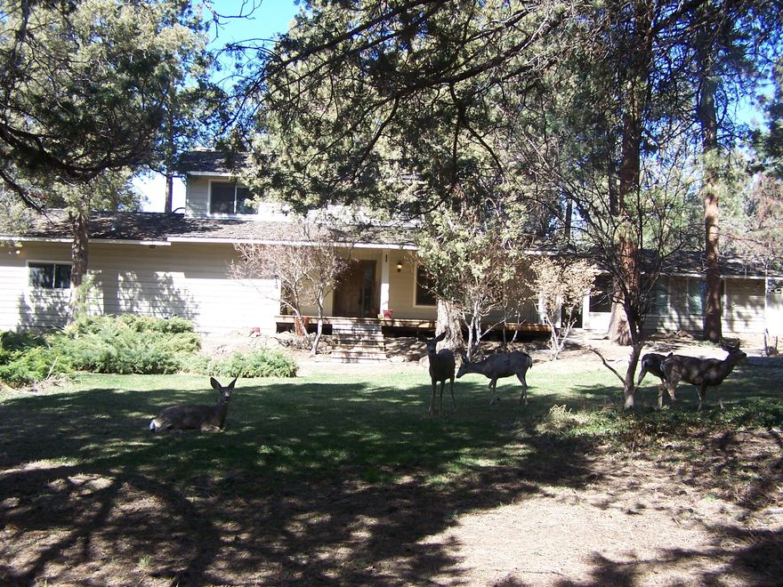 Beautiful Home on just over a 1/2 acre lot with a Studio apartment attached by a breezeway in the desirable Kings Forest Subdivision. Home has been totally remodeled in 2007. Upgraded light fixtures, Hickory wood floors, gourmet kitchen includes large island, 6 burner gas stove, convection oven, custom high end cabinets. Main floor includes formal living, dining and family room w/gas fireplace. 4 bedrooms upstairs in the main home, large Master bedroom and Master bath with a jacuzzi tub, walk in closet. Large laundry room with sink and folding area. Iron and wood topped stair case. The Studio apartment is the 5th bedroom with a full bathroom, kitchen sink, microwave and refrigerator and gas fireplace. It has both a front door and back door private entrance and it's own driveway.  This property has lovely mature landscaping, outdoor fire pit and a Bull Frog Hot Tub included. Close to many amenities in Bend. Welcome Home to Kings Forest.