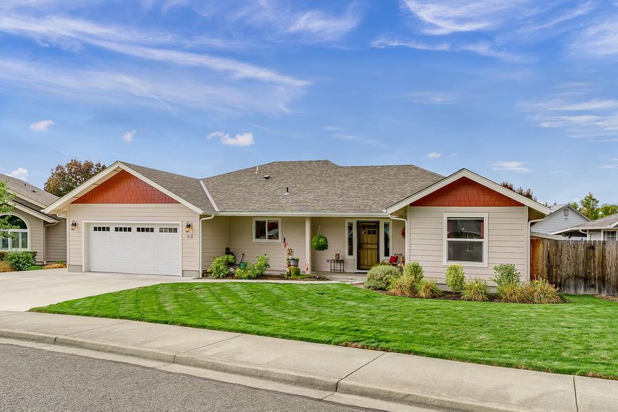 Stunning home built in 2016 with everything you could possibly ask for and more!  Open concept vaulted living room with beautiful wood laminate flooring, spacious dining room and kitchen, granite countertops, with breakfast bar and fabulous pantry!  Split floor plan with gorgeous master suite, covered porch and covered patio to enjoy your morning coffee or BBQ and enjoy these beautiful fall days.  The lovely and meticulously cared for back yard also boasts a 10X14 shop with roll-up door for all your projects!  Don't let this one get away - come take a look before it's gone!