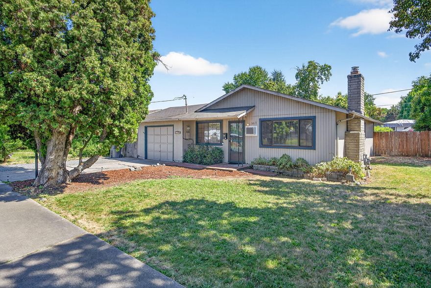 Lovely 3 bedroom home with a private back yard, conveniently located in South Medford. This gem has a galley kitchen with pull-out storage, a new range, dishwasher and refrigerator. The dining area is open to the living room where there is a/c for the summer and a gas fireplace to warm yourself in the winter. The three bedrooms have hardwood flooring and nice sized closets. The bright and fresh bathroom has a tile bathtub/shower and a new vanity. Updated vinyl windows help with energy efficiency. There is a laundry room off the kitchen that leads to the backyard. Outback enjoy your shaded yard with a patio, grass area and mature landscaping. The single car garage with work benches is accessible from the back patio. There is a covered storage area that can house your garbage cans and more. To top it off there is a stick built storage room asking to be utilized. Additional parking adjacent to the garage has been freshly rocked in. This home is waiting to make it yours!