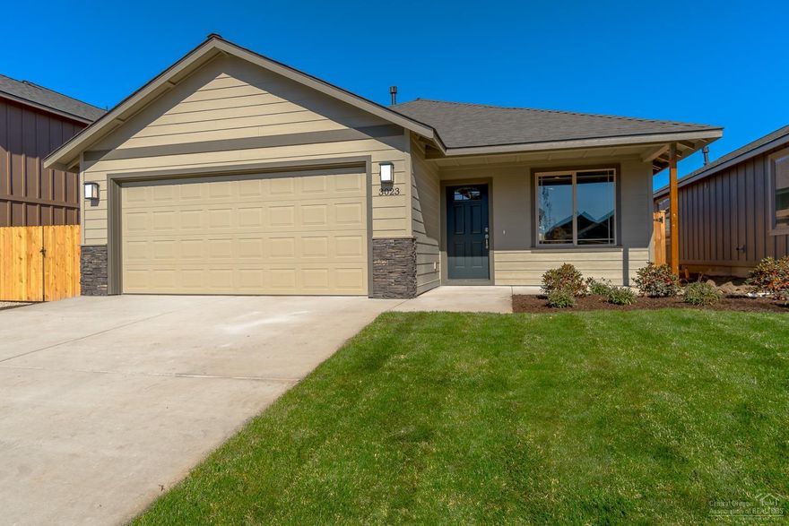 New & efficient Hickory FP in quiet NW Redmond neighborhood. 3 bd, 2 ba, 1,425 sf of living space. Lg great room w/ plenty of space to entertain. Living room is open to dining w/eating bar & kitchen island, solid surface counter tops, all SS energy star appliances. Gas forced air w/high efficiency furnace & plumbed for AC. Double garage w/covered front & back porches. Front landscaping w/auto sprinklers, fully fenced. See our model home @ 3095 NW Alder Place for all finish packages. Home almost done!