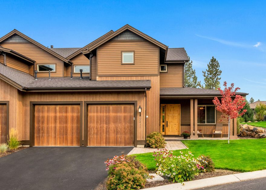 This absolutely pristine Milepost 1 townhome offers luxury living and a low maintenance lifestyle. It is nestled perfectly between downtown Bend and Mount Bachelor. 2862 sq ft, 3 beds + 4th bed/office, & 3.5 baths, built with impeccable quality by Arrowood Development. Great room floor plan with vaulted ceilings, hardwood floors, gas fireplace and thoughtful custom finishes. Gourmet kitchen has a 10 foot center island, stainless steel appliances, walnut cabinetry and wine refrigerator. Gorgeous primary suite + 4th flex room downstairs with two bedroom suites upstairs. Laundry and mudroom off the 2 car garage. Live year round or invest in the short term rental opportunity this development has to offer. Resort living in the heart of the Deschutes National Forest, and minutes away from world class trails, golf courses, and skiing.