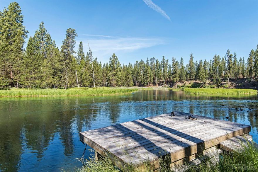 Paradise found! Riverfront 8 acres with 1,300' of river frontage, DOCK and large custom home. Features spectacular views upstream and down from a huge wall of windows in the great room, massive fireplace, large deck for outdoor living, and nice finishes throughout. The land is bordered by National Forest on 3 sides offering extreme privacy and unlimited recreation. Very close to Wickiup Reservoir and the Century Drive lakes. Served by forest roads over Deschutes National Forest.