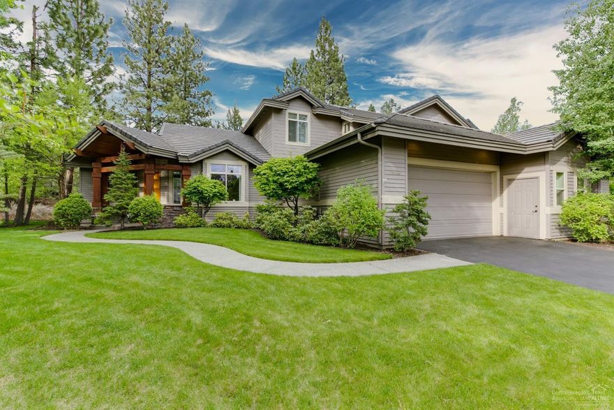 In the gated golf community of Broken Top this lovely and spacious 2703 sq. ft. town home offers one of the best floor plans you'll find anywhere-and the best value as well! Enjoy main level living with two en-suite bedrooms and a den/office on the main level, a bedroom suite and a bonus room on the 2nd level that makes for a perfect guest retreat. Featuring a large great room with skylights, vaulted ceilings, a gas fireplace, custom plantation shutters and a kitchen with stainless steel appliances, tiled counters, pantry and hardwood floors. Oversized 2 car garage. Enclosed back patio and an HOA that does all exterior work. Low maintenance living at its best and close to all that we love about Bend. Enjoy the lifestyle!