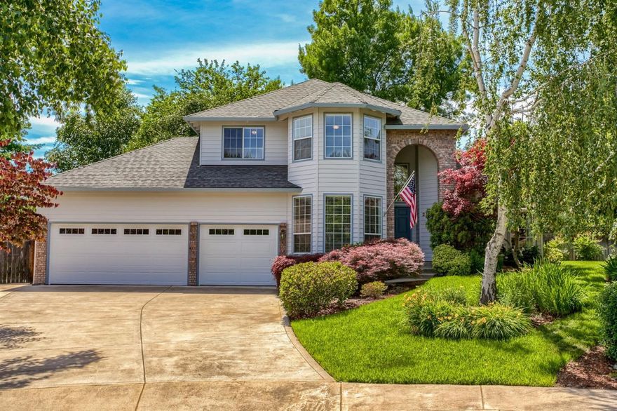 Welcome to this beautiful 2 story, 3 bedroom + office, 2.5 bath, 2465 square foot home that has something for everyone! The entry welcomes you w/ vaulted ceilings to the grand staircase. There is formal living & dining rooms & office w/ built ins for your home work space. The master suite features walk in closet, granite countertops, double sink, soaker tub & tile shower. The kitchen has granite countertops, hardwood flooring, island, Jenn Air glass cook top with downdraft, eating bar & nook, open to the family room w/ hardwood flooring, gas fireplace & overlooks the beautiful backyard. Lots of updates to include newer interior/exterior paint, carpet, flooring, lighting, & hot water heater. Additional features include central vac, ceiling fans & faux wood blinds. The backyard is a park like setting w/ yard lighting, deck, pool, fruit trees, shed, gas for BBQ & pad prewired for hot tub. 3 car garage w/ attic storage, plus RV parking. Don't miss this incredible home!