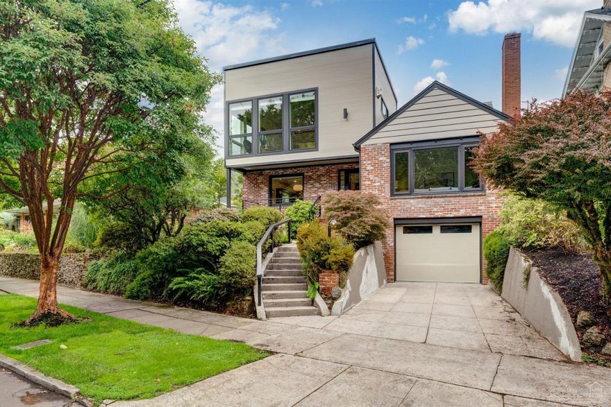 Modern Renovation in Laurelhurst. Commanding view of the park from 2019 Master Suite addition. Meticulously finished livingspaces. The main level has it all: vaulted living room, dining, cozy family room, full bed and bath, gourmet kitchen with concrete tops, high-end appliances. All rooms generous sizes. The lower level has its own surprises, a full size bedroom, bath, and storage.<br>