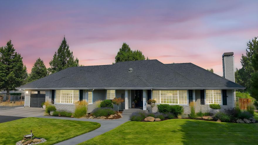 Pride of ownership really shines through on this beautiful home in Bend! Meticulously cared for, this 3 bed, 2 bath home on 4.71 acres has been thoroughly updated since 2017. Step through the door, and into the light filled great room, complete with vaulted ceilings, gorgeous wood beams and stone fireplace. Kitchen features Jenn-Air appliances, large island with built-in fridge, mirrored slab granite, modern backsplash and Blanco ceramic kitchen sink with Waterstone faucet. Primary suite is generously sized with a walk-in closet and beautifully updated bathroom. Outside, find a garden and greenhouse, chicken coop, shed and 36' x 48' barn with stalls and storage. The large back deck and pergola are a perfect setting for outdoor meals and entertaining. Oversized 29' deep garage. Roof replaced in 2022, new furnace & heat pump in 2023 and much more. You won't want to miss this one!