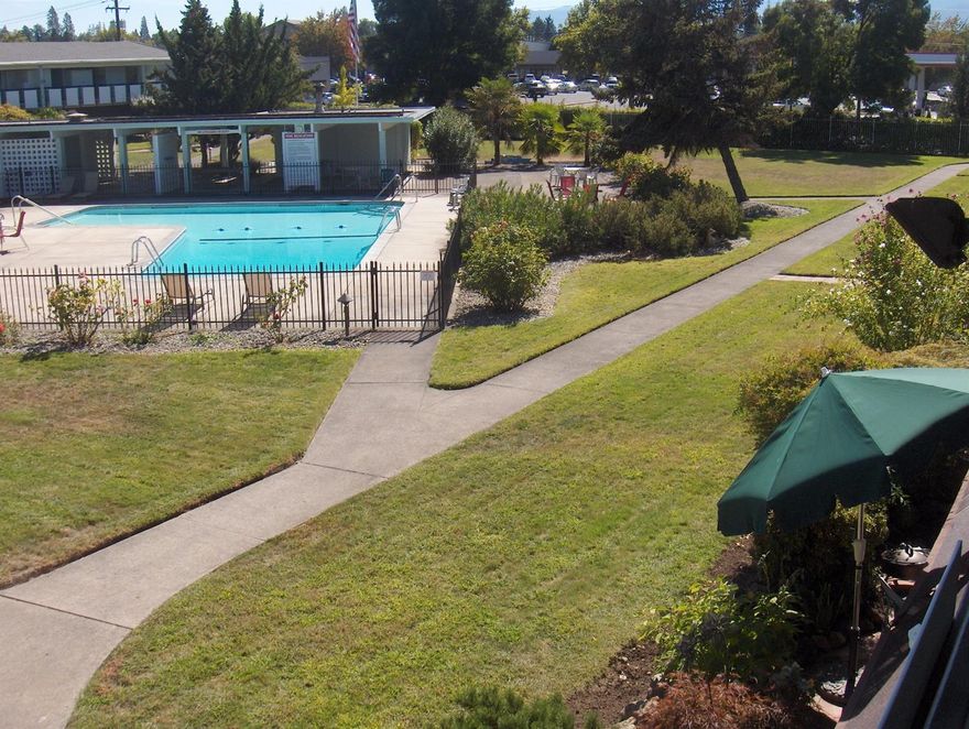 Easy living ground floor unit in Hawthorne Gardens, this exceptional eastern exposure unit shows pride of ownership. The home has 2bd/1ba 927 sq ft. Kitchen is complete with all appliances, nice size closet being used as pantry in entry and is tastefully painted throughout. There is an available elevator to access the upper level library & community room. Don't let the size fool you, you'll have lots of storage in this home, with lots of closet space, additional covered patio storage (3 separate areas for storage). The HOA covers maintenance cost of common area, exterior maintenance, garbage, landscaping, pool, sewer, water, & property taxes. This complex has beautiful park like common grounds & is 1/2 block from shopping, medical services, restaurants & more. There are assigned carports and security gates are coming soon. All residents must be 55+ & must be approved by HOA Board to purchase this unit.