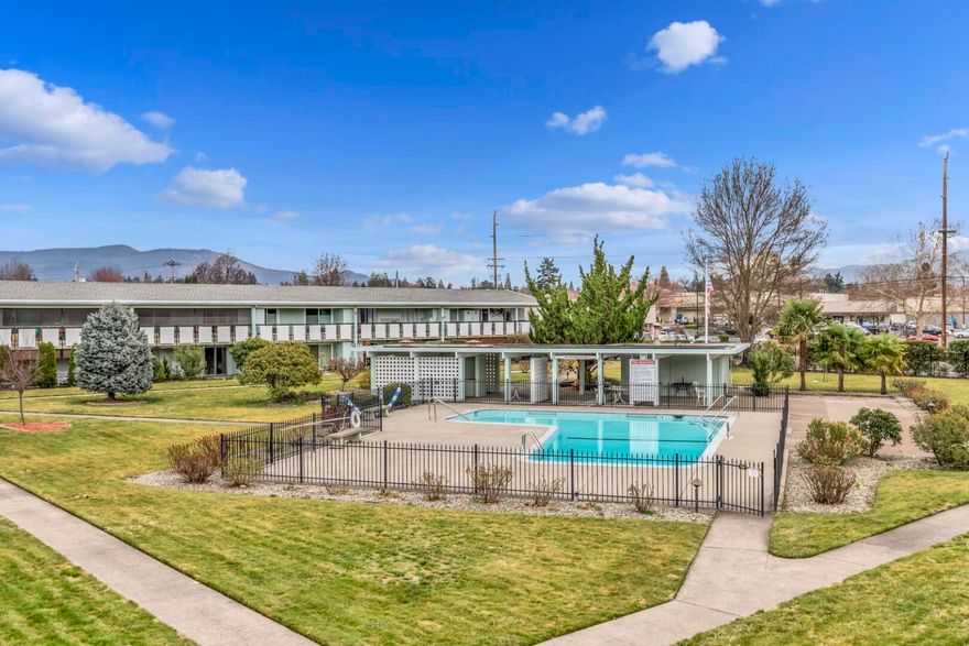 Well located 55+ CO-op community near shopping, medical, public transportation and good dining. Situated on 1.14 acres this private and secure complex has a park-like setting with gated driveways and security cameras. All units are owner occupied. This unit is 2-bedroom 1 bath, is well maintained boasting new carpets throughout. Home includes range/oven, refrigerator, dishwasher and good storage. This is an upstairs unit that overlooks the heated pool and manicured grounds, cabana, gas barbecue & picnic area. There is an elevator for easy access to the unit. HOA fee includes free on-site laundry facility, water, sewer, garbage, exterior maintenance, and property taxes.