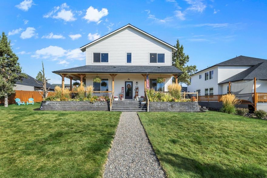 Impeccably maintained home conveniently located in SW Redmond on a huge lot w/mountain views & no HOA! Wrap around covered porch for year round entertaining & relaxation to enjoy the views. Open living areas & plenty of windows for an abundance of natural light! Luxury vinyl plank throughout main living areas w/ carpeted bedrooms. Spacious kitchen w/central island, tons of prep space & cabinetry, granite counters, energy star stainless appliances, & pantry. Dining area w/sliding back door leads out onto a private side deck. Primary bedroom downstairs ftrs a large closet & dual vanity bathroom w/ step in shower. Four additional bedrooms surround a large bonus room upstairs & share a full bath w/shower tub combo. Home boasts natural gas forced air, AC, laundry room w/storage, large triple car garage w/central door for shop or hobby space on either side, fully landscaped w/garden area, built-in basketball goal & ample outdoor space. perfect for a large or growing family! Buy it today!