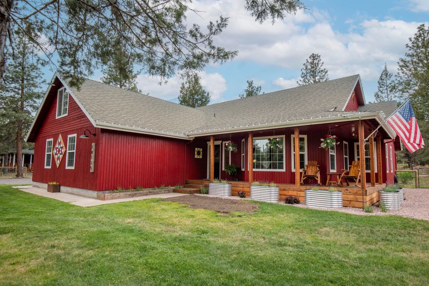 A pleasant 12-minute drive from Sisters town center, Squaw Creek Canyon Estates is one of the area's favored neighborhoods. This beautifully updated 2,200-square-foot home exudes the Sister's Country lifestyle. Sited on a shy acre corner lot, this is the perfect blend of comfortable country living.
Captivating open great room design, with a vaulted ceiling that enhances the spaciousness and flow. The home features thoughtful designer colors and materials. Engineered plank flooring throughout the home complements the aesthetic, promising durability and easy maintenance. The thoughtful layout places two cozy bedrooms and a full bath on one side, while the primary suite and home office are thoughtfully positioned on the other, ensuring maximum privacy. Practicality is seamlessly integrated with thought and style. A generously sized laundry room designed for efficiency. A 2-car garage with expansive workshop space and ample storage. 2nd floor is all Bonus Room. Turn-key, move in ready!