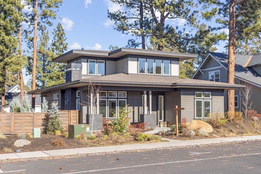 Welcome to your future haven, nestled in the charming town of Sisters, Oregon. This stunning 2100 sqft home is modern sophistication meets tranquility. Designed with
three bedrooms, three baths this home offers a perfect blend of comfort, style and functionality, tailored to fit the needs of the modern family. The striking architecture
design draws you in. The exterior features clean lines and large windows that blend with the natural beauty and landscape. Green energy features like well-insulated walls
and energy-efficient appliances demonstrate a commitment to sustainable living. Primary bedroom and office on the main floor and two additional bedrooms with
bathrooms and naturally lit loft are upstairs. Home is fully fenced and meticulously landscaped. This home is more than just a space; it's a lifestyle. Embrace the
opportunity to own this dream home in Sisters, Oregon.