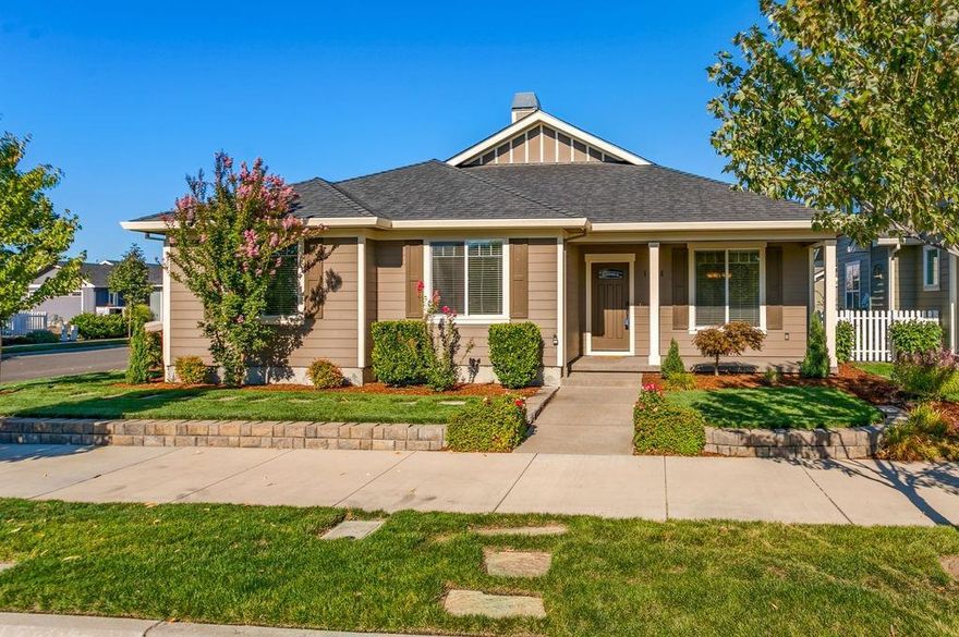 Beautiful, better-than-new, Craftsman style, single level, Vision built home in the award winning Twin Creeks Development. Fantastic curb appeal with gorgeous landscaping, vinyl fencing and front porch. Formal dining room with hardwood floor. Large living room with custom painted beamed ceiling, fireplace, built-ins and french door to covered and uncovered patio. Kitchen with walk-in pantry, custom painted cabinets, breakfast bar, KitchenAid appliances including double range/oven and french door refrigerator. Guest bedroom wing with light and bright bedrooms. Guest bath with large vanity w/granite counter & tile backsplash. Utility room with tile floor, broom cabinet and full overhead cabinets. Double doors to master bedroom, bath with linen closet, tile floor, dbl vanities and tile shower. Finished 2-car garage with pull down stairs to storage. Vacant and move-in ready!