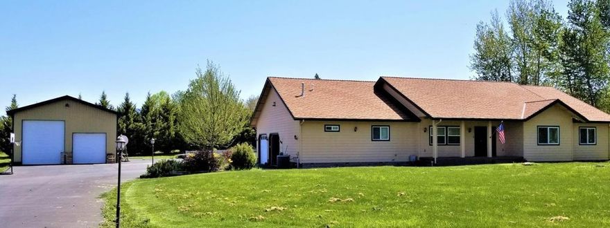 HUGE PRICE REDUCTION!Very nice and clean 3 bed + office or hobby room, and 2.5 bath home with vaulted ceilings, central vac. Built in 2005. 2403 sf. 2 car att garage in District 7 schools- and has had only one owner! Flat and usable 1.05 acres with beautiful mountain views. LARGE SHOP approx 30x40 with two doors- 10'x10' and 10'x14'-400 amps total(200 amps in home and shop). Large, paved circular driveway with covered RV parking that is approx 40' wide. Large kitchen with separate dining room,gas fireplace in L/R, hickory cabinets throughout, ample storage, pantry, covered outdoor back patio with fenced backyard. Come enjoy and call this your home today! All information is deemed reliable but not verified; anyone considering purchasing this property should perform their own investigation into the uses and condition of the property. Information may be subject to change.