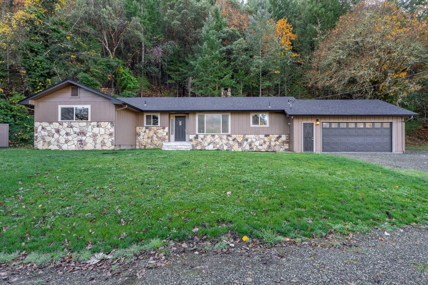 Beautifully renovated country retreat on 5.17 acres! This charming 3-bedroom, 2.5-bath home offers 1,600 sq. ft. of thoughtfully updated living space. Recent upgrades include a new roof, cabinets, laminate flooring, vinyl windows, and more. The stylish kitchen features granite countertops, new stainless-steel appliances, and opens to a formal dining area. Enjoy the cozy two-sided fireplace, spacious primary suite with walk-in closet, and a versatile 2-car garage plus additional garage/workshop space for storage or projects. Peaceful country living just waiting for you—don't miss this one! All information is deemed reliable but not verified. Any prospective buyers should do their own due diligence.