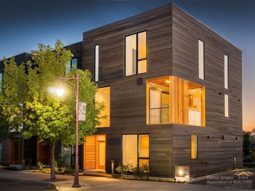 Basecamp, 25 graciously conceived luxury townhomes, was designed for the discerning Bendite who wants the best of all worlds: thoughtful architecture & the best location in town - within walking distance of downtown & w/ easy access to the outdoors. The stylish homes feature open floor plans, floor-to-ceiling windows, luxurious kitchens, premium finishes & 2-car garages. Most units have separate studios (legal ADUs) on ground floor. This 3-bed/3.5-bath unit is 2,295 SF (incl. 300 SF studio) w/covered deck.