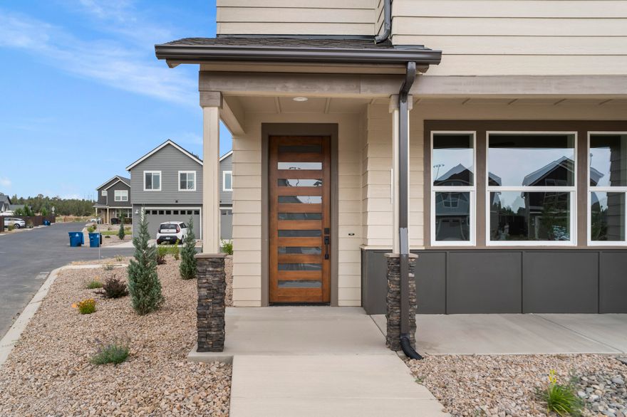 Charming Timber style townhome in the Prairie Crossing neighborhood. A neighborly well-designed community distinguishing itself from the ordinary. A community built
with quality and efficiency. This striking three bed, two 1/2 bath home features Luxury-inspired finishes with solid surface counter tops, soft closed drawers, floor to
ceiling tile in primary shower, heated floors, walk-in closet, and double vanities. Earth Advantage Certified, Central AC, tankless hot water tank, engineered hard wood
floors and 8' front door. Finished garage and so much more. Community Park, Pavilion, and Dog Park. Directly N of Ridgeview HS and W of Canal.