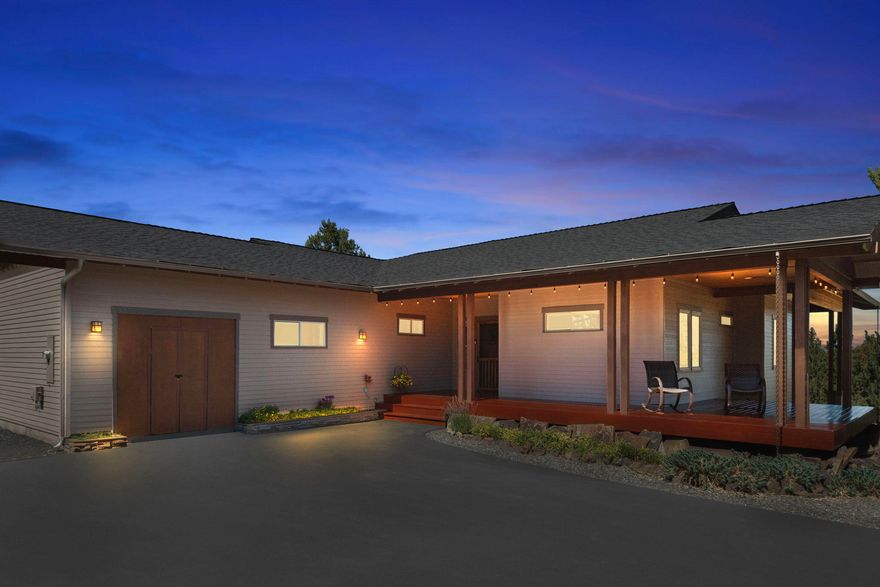 This is Central Oregon living!  Big open skies, Cascade Mountain Views, and public lands stretching far and wide at the back of the property. Inside, you will appreciate the natural light which floods the home. The rooms are generously sized. with true hardwood floors underfoot in the main living areas. The kitchen is a beautiful place for creating meals to entertain or intimate dinners in. A dedicated office for WFH, and the 2 ample guest rooms will assure your guests are comfortable. The bonus room is ready to become a media room, or could be used for generational living with the attached full bath. The detached building is a great work shop space with adjoining office, man cave, studio or ? There is RV parking next to the shop. Big covered porches, open decks, and a firepit for cozy nighttime stargazing will beckon you back outside. Welcome home to this quiet community, just minutes from Bend, Tumalo, and Redmond, with the airport less than 12 miles away.